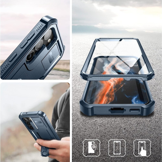 Броньований чохол для Samsung Galaxy S23 Plus, Dexnor Full Body (Two Frames), темно-синій