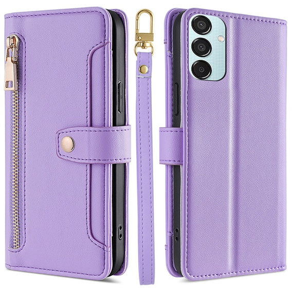 Откидной чехол для Samsung Galaxy M15 5G, Wallet Zipper Pocket, фиолетовый