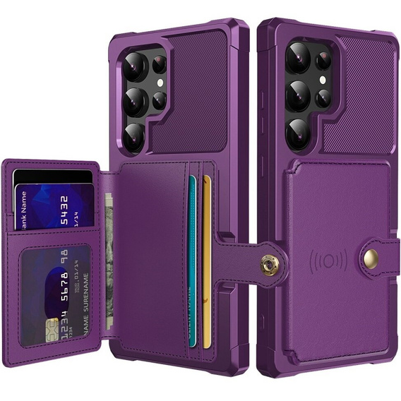 Чехол для Samsung Galaxy S24 Ultra, Card Holder Kickstand, фиолетовый