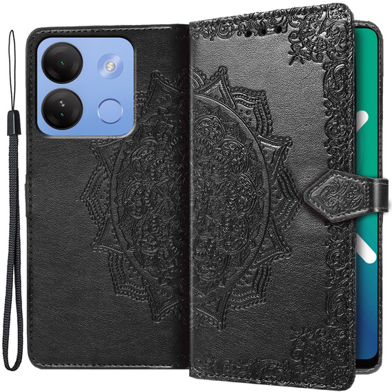 Чохол-книжка для Infinix Smart 7 HD 4G, Mandala, чорний