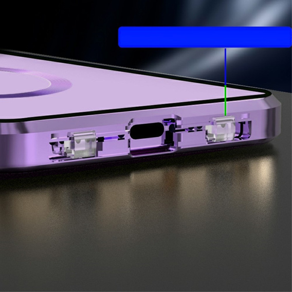 Магнітний чохол Dual Glass MagSafe для iPhone 15 Pro Max, фіолетовий