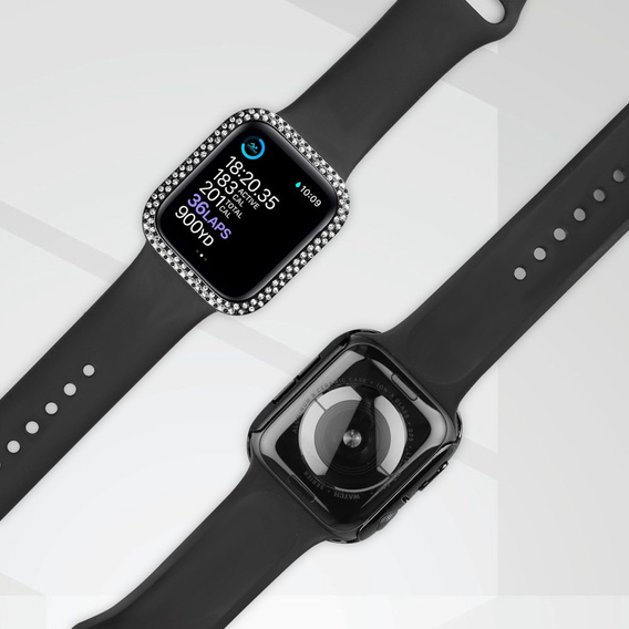2в1 чехол и защитное стекло для часов Apple Watch 4/5/6/SE 44mm, Black