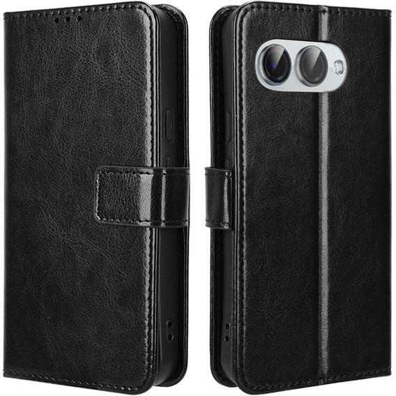 Футляр з клапаном для T Phone 3 5G, Crazy Horse Wallet, чорний