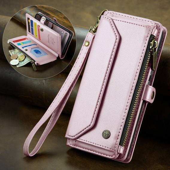 Чехол CASEME для Samsung Galaxy A56 5G, RFID Leather Wallet, с плечевым ремнем, зелёный