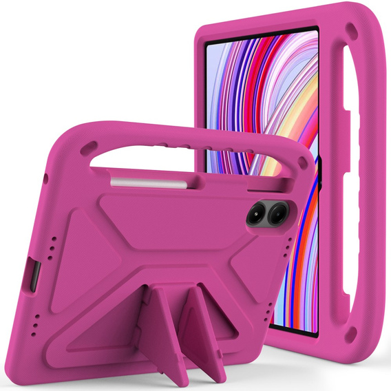 Детский чехол для Xiaomi Redmi Pad Pro / Xiaomi Poco Pad, с ручкой, розовый