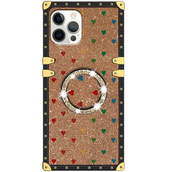 Чoхол Suitcase до iPhone 12/12 Pro, Hearts Ring, Glitter Gold