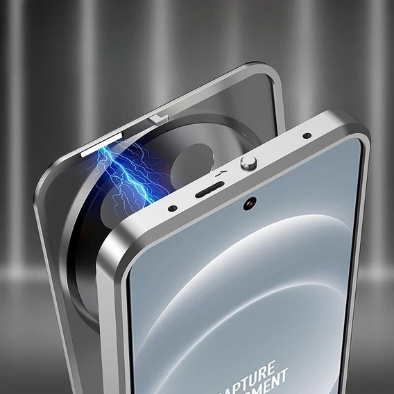 Чехол для Xiaomi 14 Ultra, Magnetic Dual Glass, серебряный