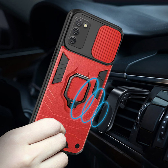 Чехол для Samsung Galaxy A03s, KickStand Camera Lens, синий