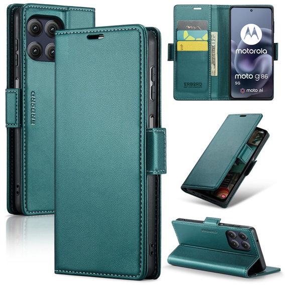 ERBORD Глянцевый кошелек из личи с клапаном для Motorola Moto G86 5G / G86 Power 5G