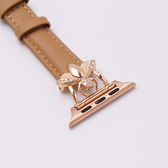 Кожаный ремешок для Apple Watch 1/2/3/4/5/6/7/8/SE/Ultra 42/44/45/49 мм, бежевый