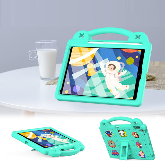 Дитячий чохол для планшета iPad 10.2" 2021/2020/2019 (9/8/7 gen.) / Air 10.5" 2019 (3 gen.), Cute Patterns, з підставкою, зелений