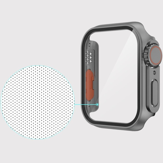 2в1 чохол та захисне скло для годинника Apple Watch 7/8 45MM, Grey/Orange