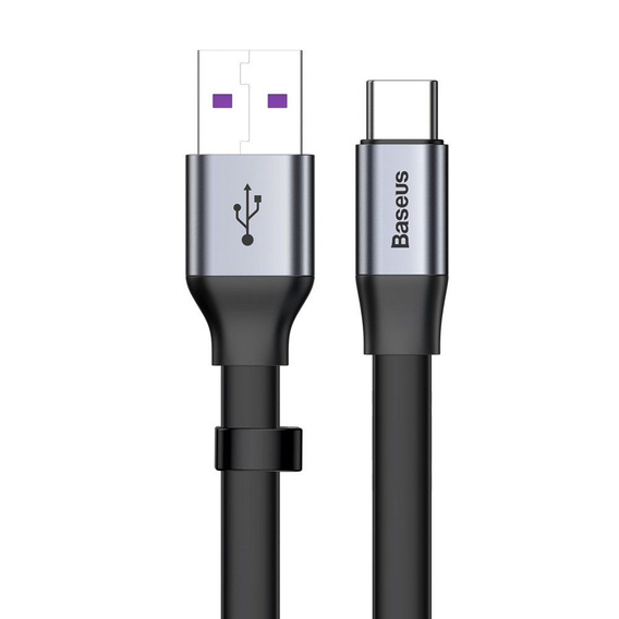 BASEUS Плоский Кабель USB Type-C SC5A/QC3.0 23cm - Black