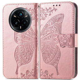 Чохол-книжка для Realme 14 Pro 5G, Butterfly, рожевий rose gold