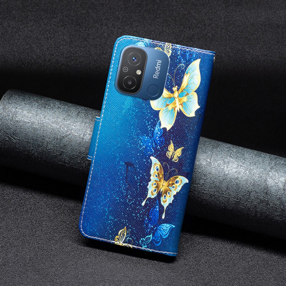 Откидной чехол для Xiaomi Redmi 12C, Wallet, butterfly, синий