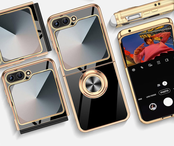 Чехол до Samsung Galaxy Z Flip7 FE / Z Flip6, Electro Ring, чёрный