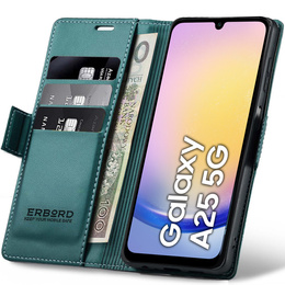 Чохол для Samsung Galaxy A25 5G, ERBORD Glossy Litchi, гаманець з клапаном, зелений