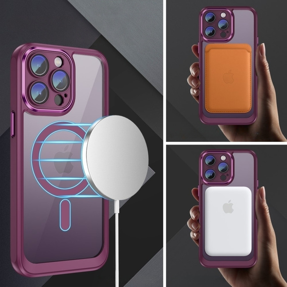 Чохол для iPhone 14 Pro Max, ERBORD Impact Guard, MagSafe, бордовий