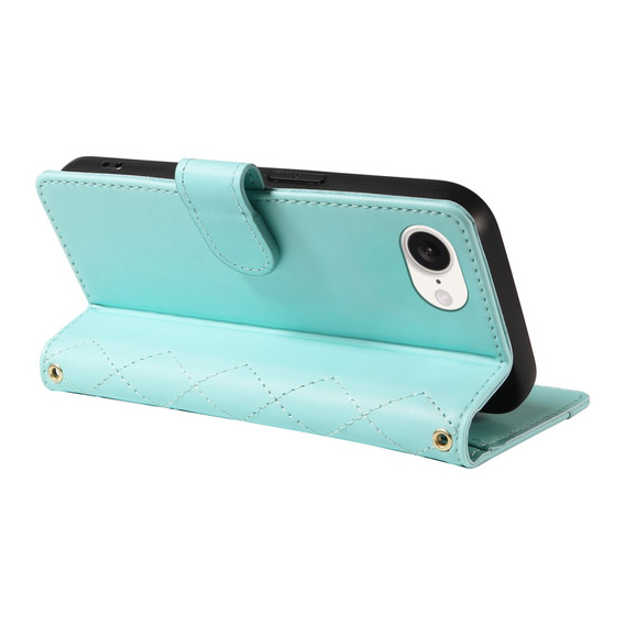 Чохол-сумка для iPhone 16E, Rhombus Crossbody Leather, зелений