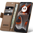 Чехол для Motorola Edge 50 Pro, ERBORD Glossy Litchi, кошелек с клапаном, коричневый