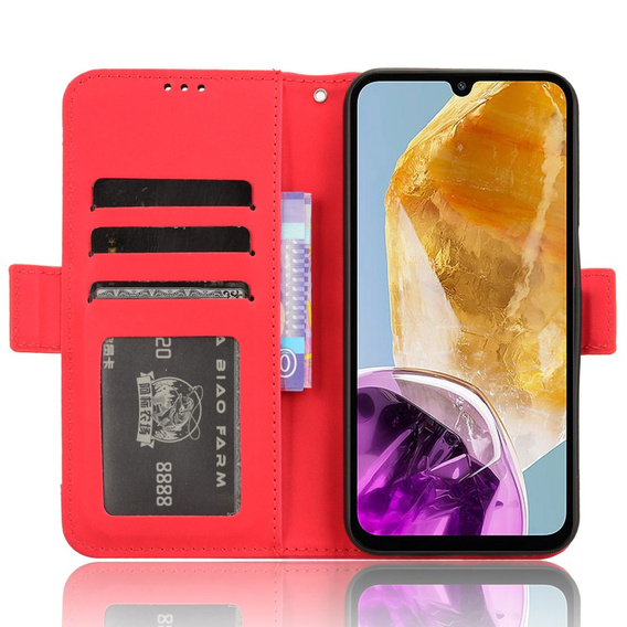 Футляр з клапаном для Samsung Galaxy M15 5G, Card Slot, червоний