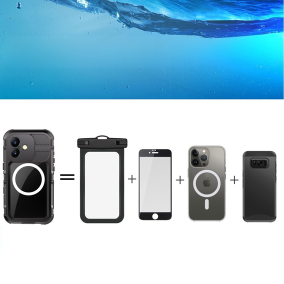 Водонепроникний чохол IP68 для iPhone 16, SHELLBOX MagSafe, чорний