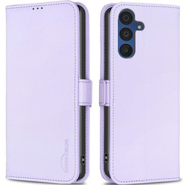 Откидной чехол для Samsung Galaxy A15, BINFEN Wallet, фиолетовый + 9H стекло