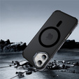 Матовый чехол для iPhone 17, бронированный, для MagSafe, дымчатый с черными боками