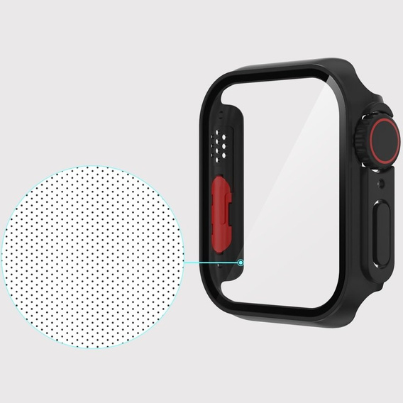 2в1 чехол и защитное стекло для часов Apple Watch 7/8 45MM, Black/Red