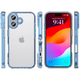 Чехол для iPhone 17, с крышкой камеры, прозрачный с синими боками