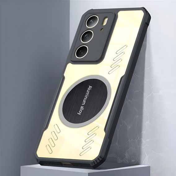 Чехол для Realme 14X / Realme C75, с магнитной пластиной, прозрачный / черный