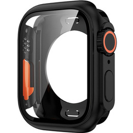2в1 чехол и защитное стекло для часов Apple Watch 7/8 45MM, Black/Orange