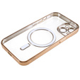 Чехол для iPhone 14, Electro MagSafe, золотой + стекло для экрана
