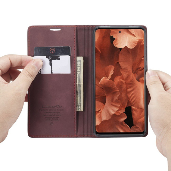 Чехол CASEME для Xiaomi do Redmi Note 9s / 9 Pro, Leather Wallet Case, бордовый