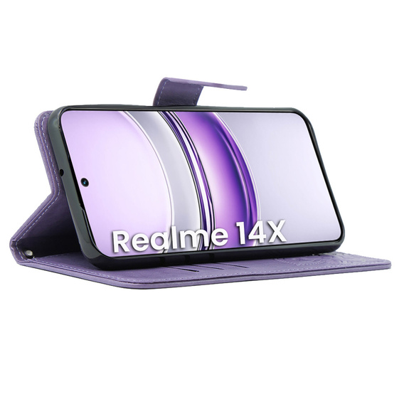 Откидной чехол для Realme 14X / Realme C75, Butterfly, фиолетовый