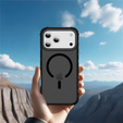 Матовий чохол для iPhone 17 Pro, броньований, для MagSafe, димчастий з чорними боковинами