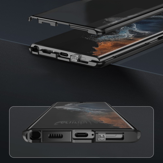 Чехол для Samsung Galaxy S23 Ultra, Magnetic Dual Glass, чёрный