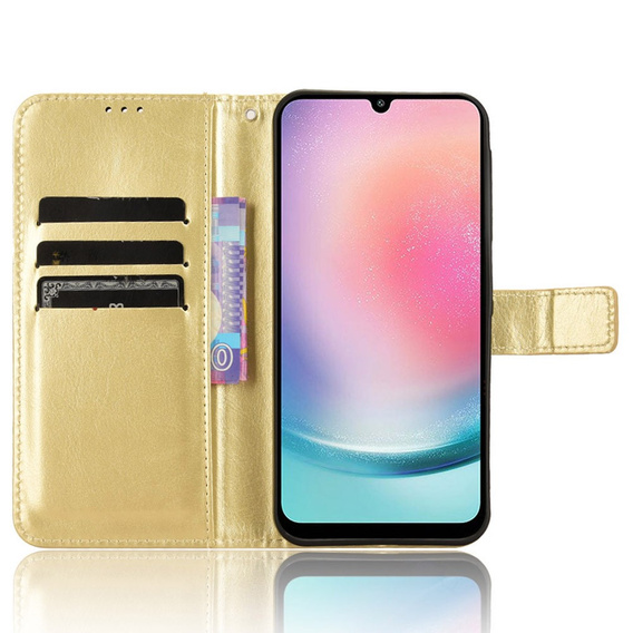 Откидной чехол для Samsung Galaxy M55 5G, Crazy Horse Wallet, золотой