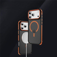 Матовый чехол для iPhone 17 Pro, бронированный, для MagSafe, дымчатый с оранжевыми боками