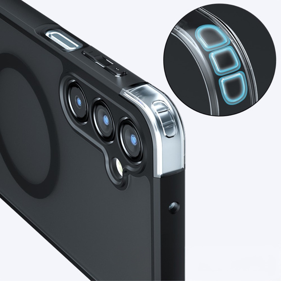 Чохол для Samsung Galaxy A16, для MagSafe, ERBORD Matt Case, чорний + захисне скло