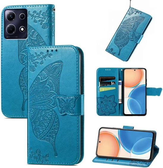 Откидной чехол для Infinix Note 40 Pro, Butterfly, синий