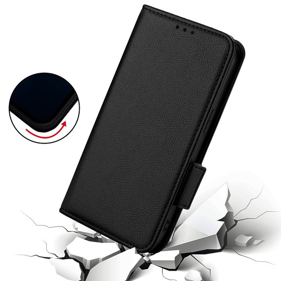 Чoхол до HTC U24 Pro 5G, Wallet Litchi Leather, чорний
