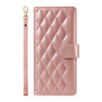 Чохол-сумка для iPhone 16E, Rhombus Crossbody Leather, рожевий rose gold