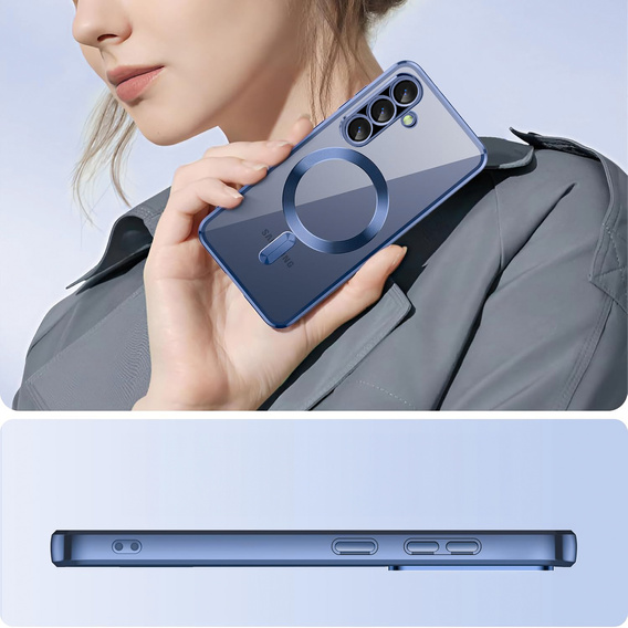 Чохол для Samsung Galaxy A56, Electro MagSafe, темно-синій + Скло на екран