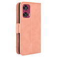 Футляр з клапаном для Motorola Edge 50 Fusion 5G, Card Slot, рожевий