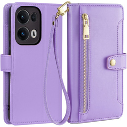 Откидной чехол для Oppo Reno 13 Pro, Wallet Zipper Pocket, фиолетовый