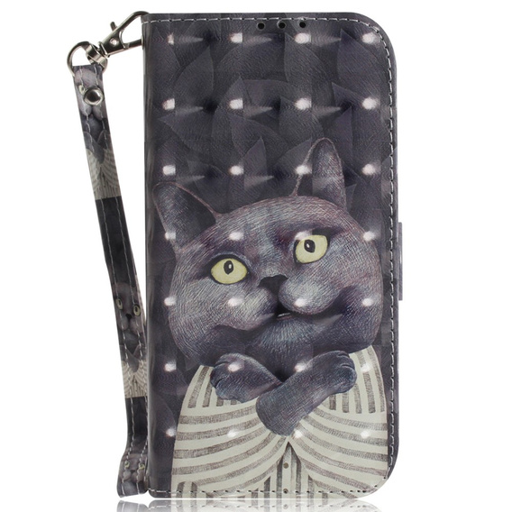 Откидной чехол для Xiaomi Redmi Note 13 5G, Wallet, Cat серый