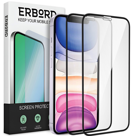 2x Гибридное керамическое стекло ERBORD для iPhone XR / 11