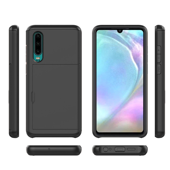 Чoхол до Huawei P30, Sliding Card Holder, чорний