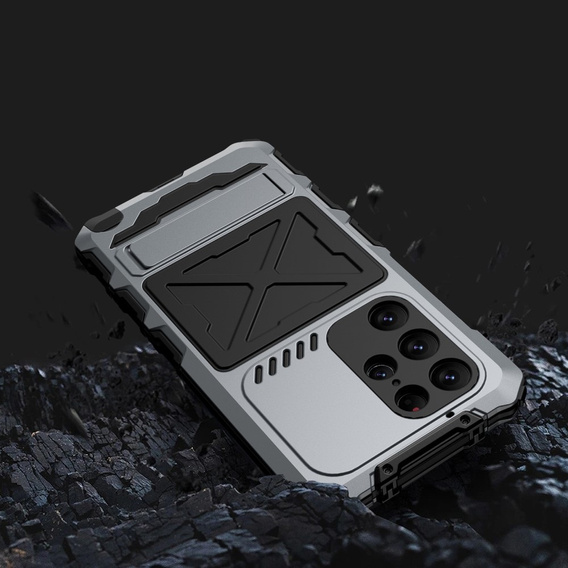 Броньований чохол для Samsung Galaxy S24 Ultra, Military Kickstand, сріблястий